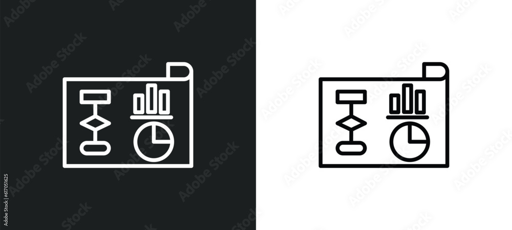business plan line icon in white and black colors. business plan flat vector icon from business plan collection for web, mobile apps and ui. business plan line icon in white and black colors. business plan flat vector icon from business plan collection for web, mobile apps and ui.