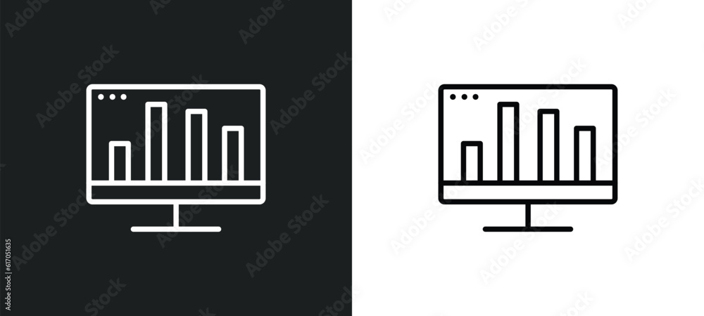 bars graphic on screen line icon in white and black colors. bars graphic on screen flat vector icon from bars graphic on screen collection for web, mobile apps and ui. bars graphic on screen line icon in white and black colors. bars graphic on screen flat vector icon from bars graphic on screen collection for web, mobile apps and ui.