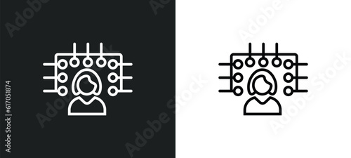 multitasking woman line icon in white and black colors. multitasking woman flat vector icon from multitasking woman collection for web, mobile apps and ui.