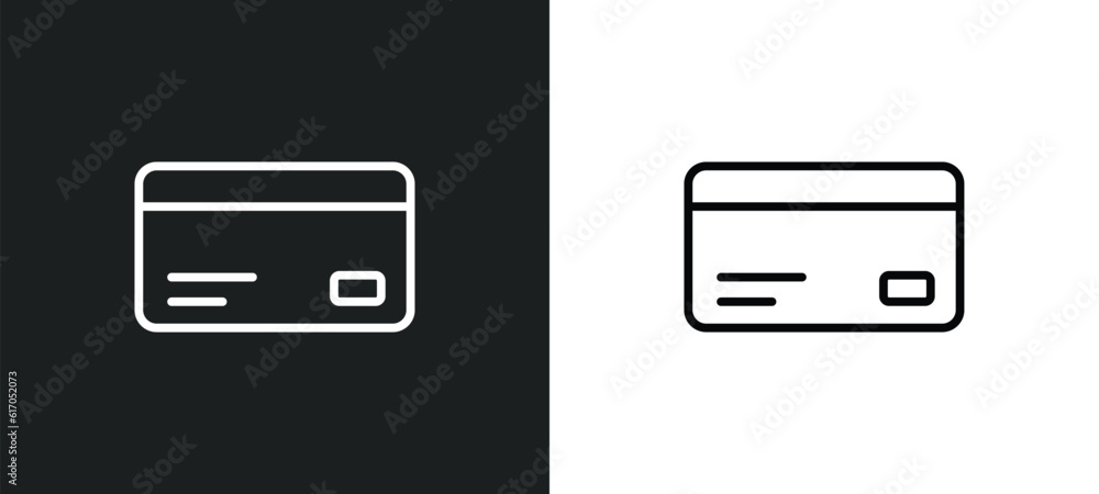 bank card line icon in white and black colors. bank card flat vector icon from bank card collection for web, mobile apps and ui.