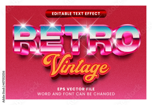 Retro vintage pink vector editable text effect