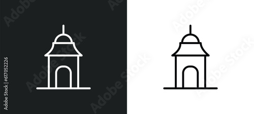 hindu temple line icon in white and black colors. hindu temple flat vector icon from hindu temple collection for web, mobile apps and ui.