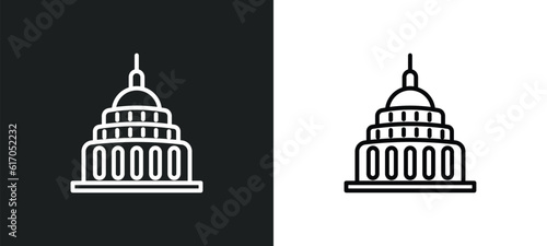 capitol building line icon in white and black colors. capitol building flat vector icon from capitol building collection for web, mobile apps and ui.