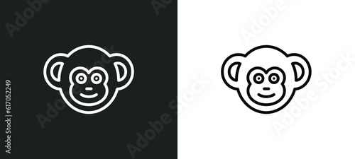 monkey line icon in white and black colors. monkey flat vector icon from monkey collection for web, mobile apps and ui.