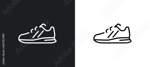 sport shoe line icon in white and black colors. sport shoe flat vector icon from sport shoe collection for web, mobile apps and ui.