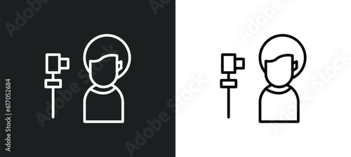 vlogger line icon in white and black colors. vlogger flat vector icon from vlogger collection for web, mobile apps and ui.