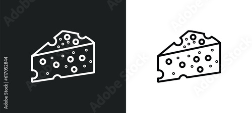piece of cheese line icon in white and black colors. piece of cheese flat vector icon from piece of cheese collection for web, mobile apps and ui.