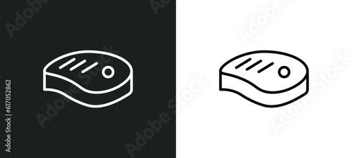 beef chop line icon in white and black colors. beef chop flat vector icon from beef chop collection for web, mobile apps and ui.