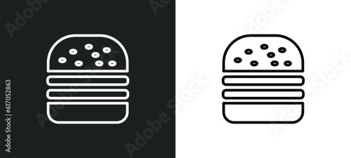 complete hamburger line icon in white and black colors. complete hamburger flat vector icon from complete hamburger collection for web, mobile apps and ui.