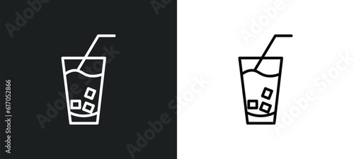 lemonade with straw line icon in white and black colors. lemonade with straw flat vector icon from lemonade with straw collection for web, mobile apps and ui.
