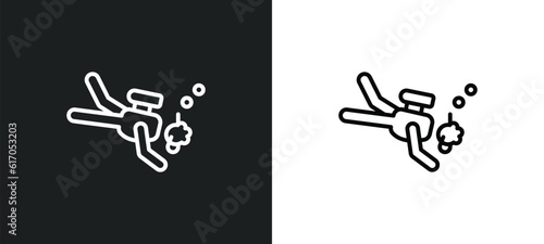 man diving line icon in white and black colors. man diving flat vector icon from man diving collection for web, mobile apps and ui.