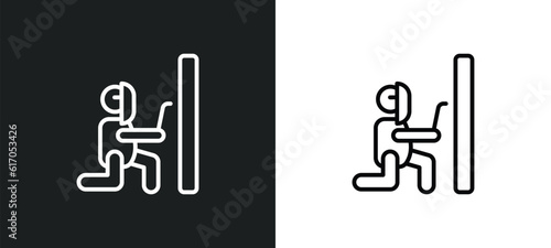 man welding line icon in white and black colors. man welding flat vector icon from man welding collection for web, mobile apps and ui.