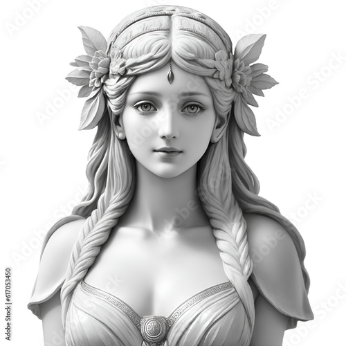 Statue of Aphrodite, Greek goddess of love and beauty on transparent background. Generative AI	
