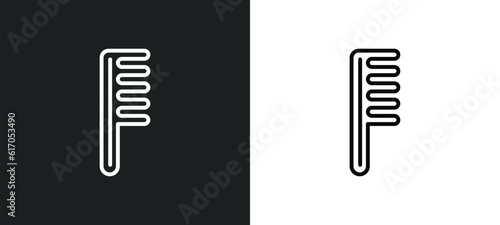 one comb line icon in white and black colors. one comb flat vector icon from one comb collection for web, mobile apps and ui.