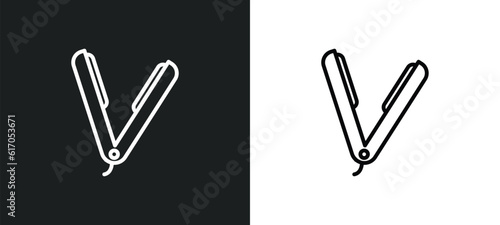 hair straightener line icon in white and black colors. hair straightener flat vector icon from hair straightener collection for web, mobile apps and ui.