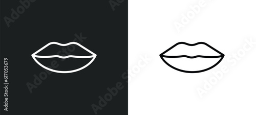 lips line icon in white and black colors. lips flat vector icon from lips collection for web, mobile apps and ui.