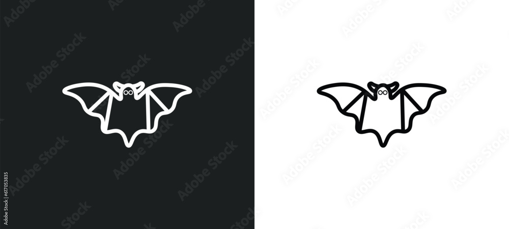 bat line icon in white and black colors. bat flat vector icon from bat collection for web, mobile apps and ui.