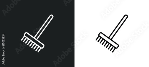 rake line icon in white and black colors. rake flat vector icon from rake collection for web, mobile apps and ui.
