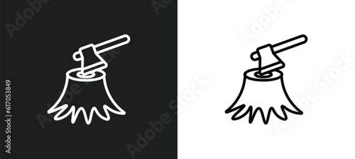woodcutter line icon in white and black colors. woodcutter flat vector icon from woodcutter collection for web, mobile apps and ui.