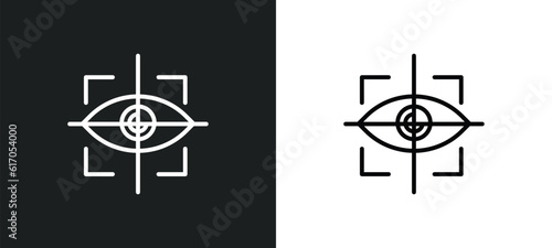 eye tracking line icon in white and black colors. eye tracking flat vector icon from eye tracking collection for web, mobile apps and ui.