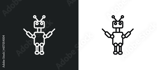 exoskeleton line icon in white and black colors. exoskeleton flat vector icon from exoskeleton collection for web, mobile apps and ui.