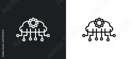 cloud intelligence line icon in white and black colors. cloud intelligence flat vector icon from cloud intelligence collection for web, mobile apps and ui.
