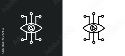 bionic eye line icon in white and black colors. bionic eye flat vector icon from bionic eye collection for web, mobile apps and ui.