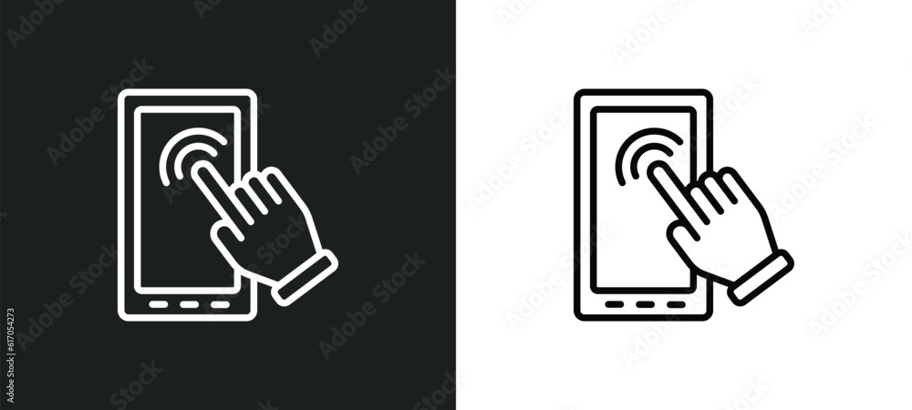 touch screen line icon in white and black colors. touch screen flat vector icon from touch screen collection for web, mobile apps and ui. touch screen line icon in white and black colors. touch screen flat vector icon from touch screen collection for web, mobile apps and ui.