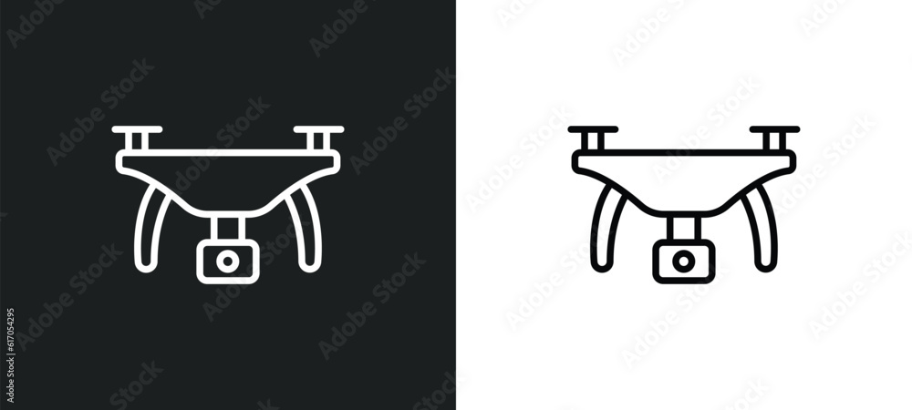 drone line icon in white and black colors. drone flat vector icon from drone collection for web, mobile apps and ui. drone line icon in white and black colors. drone flat vector icon from drone collection for web, mobile apps and ui.