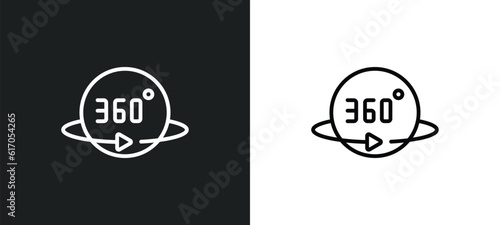360 degrees line icon in white and black colors. 360 degrees flat vector icon from 360 degrees collection for web, mobile apps and ui.