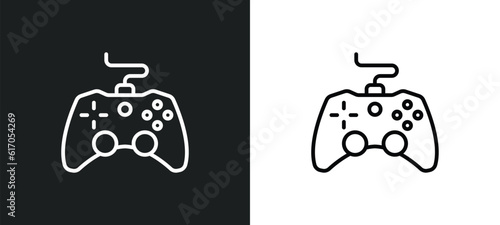 game control line icon in white and black colors. game control flat vector icon from game control collection for web, mobile apps and ui.