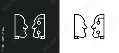turing test line icon in white and black colors. turing test flat vector icon from turing test collection for web, mobile apps and ui.