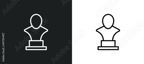 sculpture bust line icon in white and black colors. sculpture bust flat vector icon from sculpture bust collection for web, mobile apps and ui.