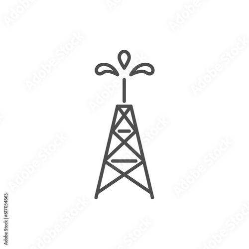 Oil rig related vector linear icon. Isolated on white background. Vector illustration. Editable stroke