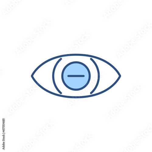 Myopia related vector line icon. Isolated on white background. Vector illustration. Editable stroke