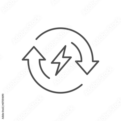 Renewable energy related vector linear icon. Recycling energy. Vector outline illustration Isolated on white background. Editable stroke