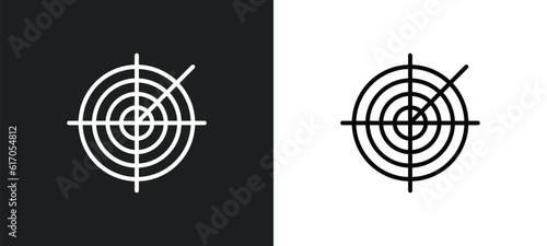 militar radar line icon in white and black colors. militar radar flat vector icon from militar radar collection for web, mobile apps and ui.