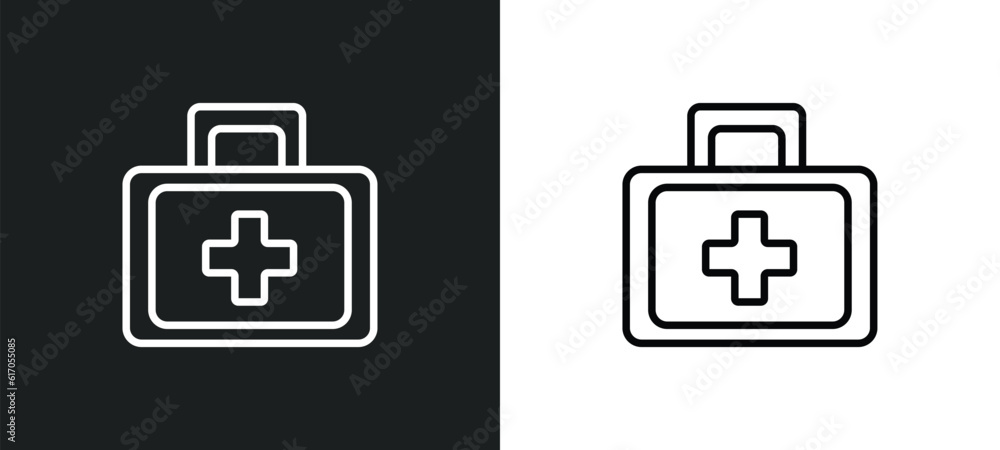 first aid line icon in white and black colors. first aid flat vector icon from first aid collection for web, mobile apps and ui. first aid line icon in white and black colors. first aid flat vector icon from first aid collection for web, mobile apps and ui.