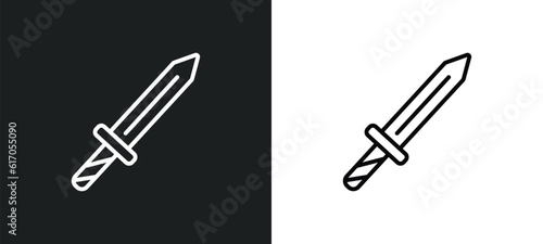 dagger line icon in white and black colors. dagger flat vector icon from dagger collection for web, mobile apps and ui.