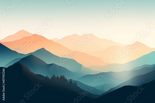 Minimalist Mountain Landscape with Subtle Color Gradient, Generative AI © Danie Johns