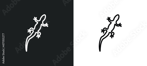 gecko line icon in white and black colors. gecko flat vector icon from gecko collection for web, mobile apps and ui.