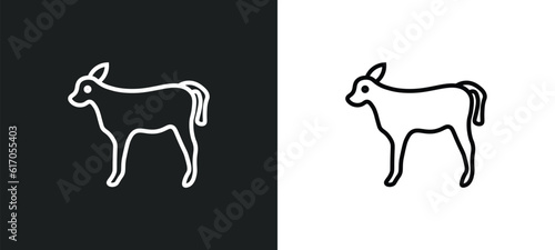 calf line icon in white and black colors. calf flat vector icon from calf collection for web, mobile apps and ui.