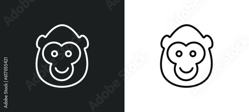 ape line icon in white and black colors. ape flat vector icon from ape collection for web, mobile apps and ui.