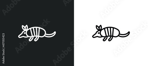 armadillo line icon in white and black colors. armadillo flat vector icon from armadillo collection for web, mobile apps and ui.