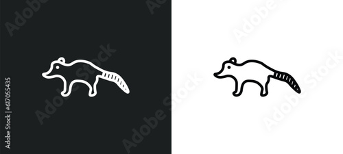 coati line icon in white and black colors. coati flat vector icon from coati collection for web, mobile apps and ui. photo
