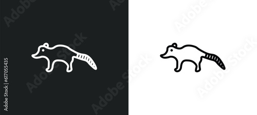 Bild auf Leinwand coati line icon in white and black colors