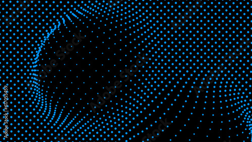 Dome-shaped protrusion part seine by stretching mesh for the illusion three-dimensional deformation of the surface. Screen media video trippy. Mesh LCD display. Scale size different hole space.