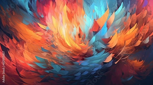 A dynamic abstract composition with intersecting lines and bold brushstrokes, exuding energy and movement. Colorful illustration art. Generative AI