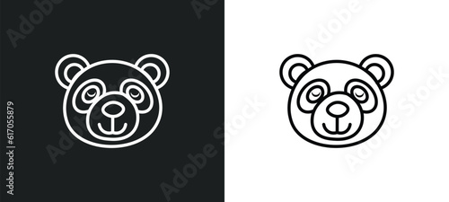 panda bear line icon in white and black colors. panda bear flat vector icon from panda bear collection for web, mobile apps and ui.