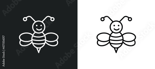 bee line icon in white and black colors. bee flat vector icon from bee collection for web, mobile apps and ui.